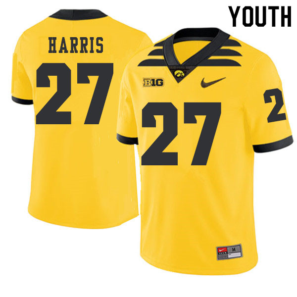 2019 Youth #27 Jermari Harris Iowa Hawkeyes College Football Alternate Jerseys Sale-Gold